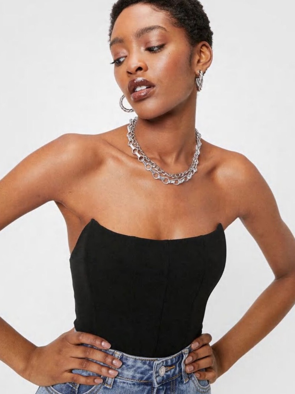 Cropped Strapless Seam Corset